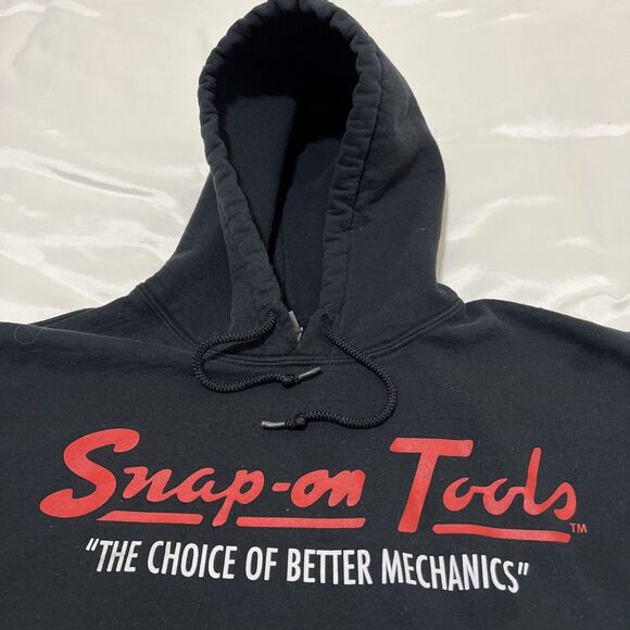 Snap On Tools Adult Size L Black Pullover Hooded Sweatshirt Hoodie Mechanic - Picture 1 of 9